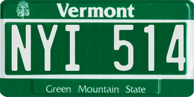 VT license plate NYI514