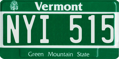 VT license plate NYI515