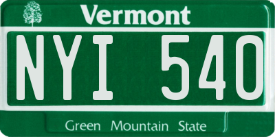 VT license plate NYI540