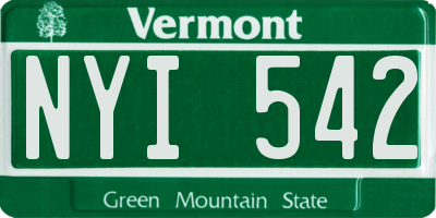 VT license plate NYI542