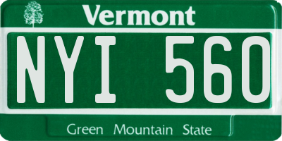 VT license plate NYI560