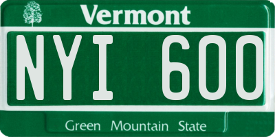 VT license plate NYI600