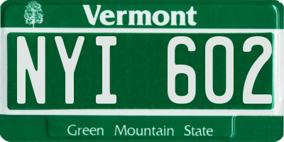 VT license plate NYI602