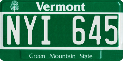 VT license plate NYI645