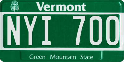 VT license plate NYI700