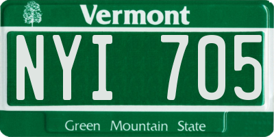VT license plate NYI705