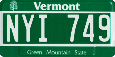 VT license plate NYI749
