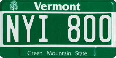VT license plate NYI800