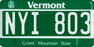 VT license plate NYI803