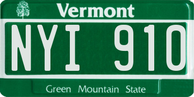 VT license plate NYI910