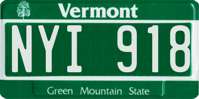 VT license plate NYI918