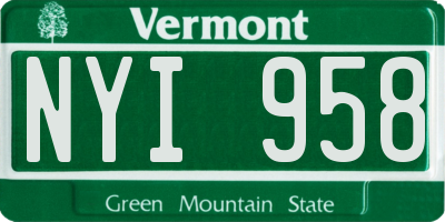 VT license plate NYI958