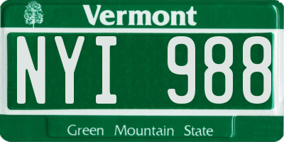VT license plate NYI988