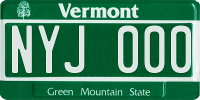 VT license plate NYJ000