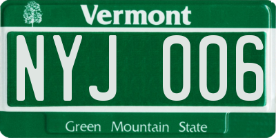 VT license plate NYJ006
