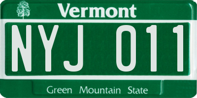 VT license plate NYJ011