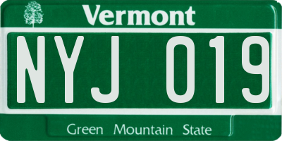 VT license plate NYJ019