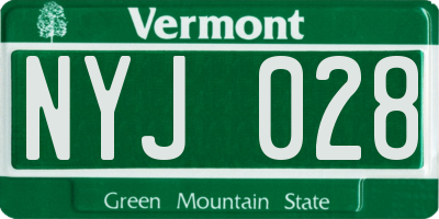 VT license plate NYJ028