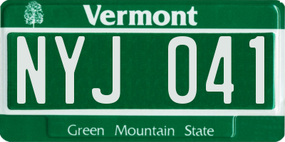 VT license plate NYJ041