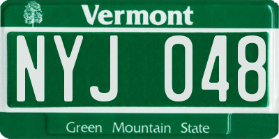VT license plate NYJ048