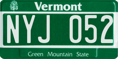 VT license plate NYJ052
