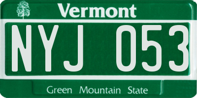 VT license plate NYJ053