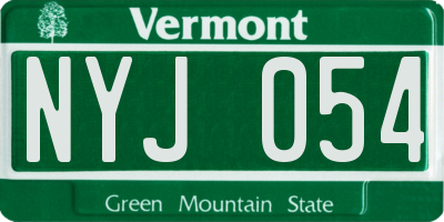 VT license plate NYJ054