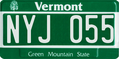 VT license plate NYJ055