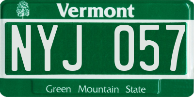 VT license plate NYJ057