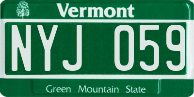 VT license plate NYJ059