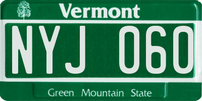 VT license plate NYJ060