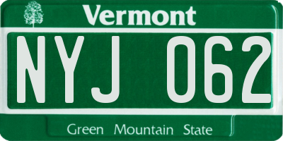 VT license plate NYJ062