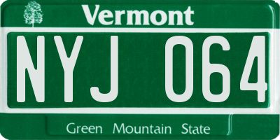 VT license plate NYJ064