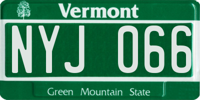 VT license plate NYJ066
