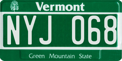 VT license plate NYJ068