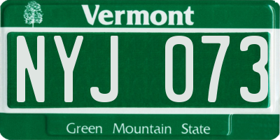 VT license plate NYJ073