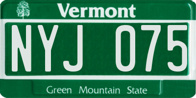 VT license plate NYJ075