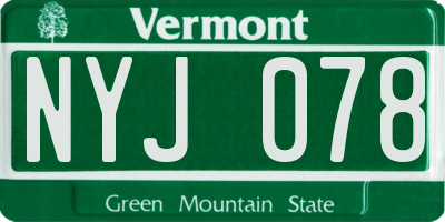 VT license plate NYJ078