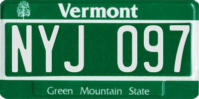 VT license plate NYJ097