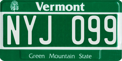 VT license plate NYJ099