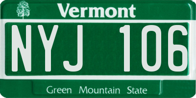 VT license plate NYJ106
