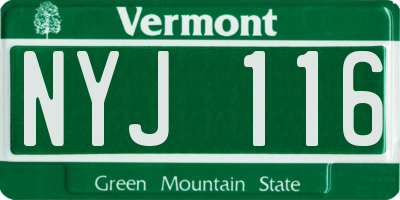 VT license plate NYJ116