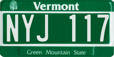 VT license plate NYJ117