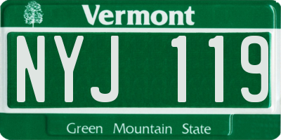 VT license plate NYJ119
