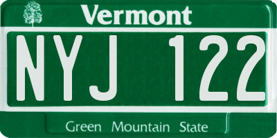 VT license plate NYJ122