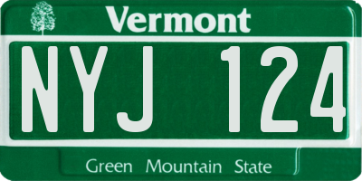 VT license plate NYJ124