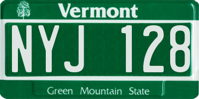 VT license plate NYJ128