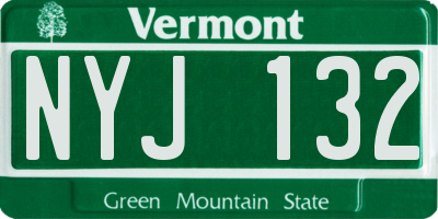 VT license plate NYJ132