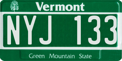 VT license plate NYJ133