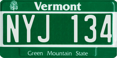 VT license plate NYJ134
